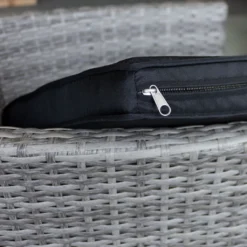 3tlg. Bistrogarnitur Glastisch 'Salzburg' Ø60cm + 2x Rattansessel 'Boston' Grau Inklusive Kissen Schwarz -Angebote Moos Traum Store 4b8d0f477fc35f01fa3d9fac2cdf1fc2