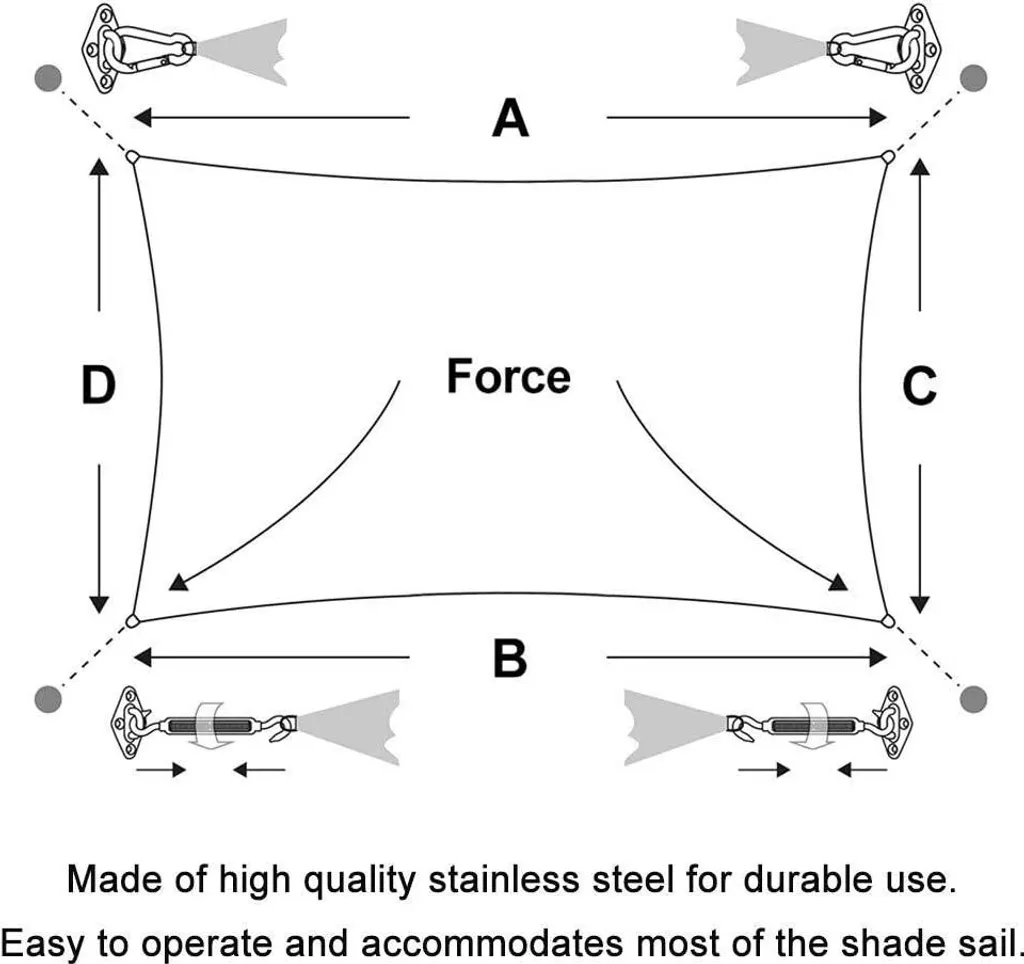 Sonnensegel Befestigungs Kit, Edelstahl Zubehör Montage Aufbau Set Für Viereck Und Dreieck Garten Awnings Mounting Assembly Set, Aufhängung Einfache Montage Für Garten Und Balkon 3 Sonnensegel Befestigungs Kit, Edelstahl Zubehör Montage Aufbau Set Für Viereck Und Dreieck Garten Awnings Mounting Assembly Set, Aufhängung Einfache Montage Für Garten Und Balkon – Bild 3
