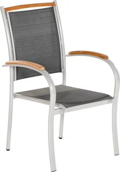 Merxx Gartenmöbelset "Siena" 7tlg. - Aluminiumgestell Mit Textilbespannung Schwarz Und Akazienholz - 50232-219 -Angebote Moos Traum Store 4d8a807e374da14fbbab2c2a12be8207