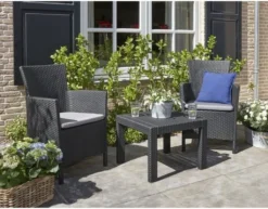 Keter Allibert Balkon- Und Gartenmöbel-Set Rosario Inkl. Sitzauflagen, Farbe Graphit -Angebote Moos Traum Store 4da340da3ece285e6c74c340506baced