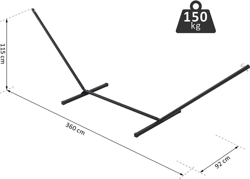 Outsunny Hängemattengestell Für Hängematten Hängemattenständer Mit Haken Garten Strand Metall 360 X 92 X 115 Cm Bis 120 Kg 7 Outsunny Hängemattengestell Für Hängematten Hängemattenständer Mit Haken Garten Strand Metall 360 X 92 X 115 Cm Bis 120 Kg – Bild 7