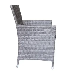 3tlg. Bistrogarnitur Glastisch 'Salzburg' Ø60cm + 2x Rattansessel 'Boston' Grau Inklusive Kissen Schwarz -Angebote Moos Traum Store 4e324655f63b590e14d79b495f7624f7