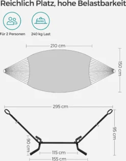 SONGMICS Hängematte Mit Gestell, 210 X 150 Cm, Auf 5 Verschiedene Höhen Verstellbar, Gestell Aus Metall, Bis 240 Kg Belastbar, Für Garten, Schwarzes Gestell Und Graue Hängematte GHS001G01 14 SONGMICS Hängematte Mit Gestell, 210 X 150 Cm, Auf 5 Verschiedene Höhen Verstellbar, Gestell Aus Metall, Bis 240 Kg Belastbar, Für Garten, Schwarzes Gestell Und Graue Hängematte GHS001G01 -Angebote Moos Traum Store 4ed1515b250e06d3124ac2c661a64f86