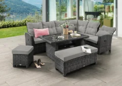 Destiny Loungegruppe Santa Ponsa Deluxe Grau Meliert Lounge Garnitur Dininglounge Vario