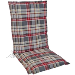 RelaxXL Gartenstuhlauflage Für Hochlehner CARLITO Karo-Bunt 120x50x6cm 2 Stück