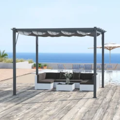 Outsunny Pergola Pavillon Terrassenüberdachung Mit Schiebedach Garten Alu Kohlegrau+Dunkelgrau 3x3x2,23 M -Angebote Moos Traum Store 500d9ab814acb51ef74e90df09225ce4