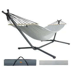 Hängematte Mit Gestell Hängemattengestell Höhen Verstellbar Mit Tragetasche, Color:Grau