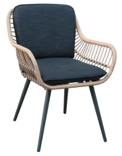 Dehner Gartenstuhl Venezia, Inkl. Polster, 80 X 61 X 67 Cm, Aluminium/Polyester, Hellbraun/dunkelgrau/schwarz