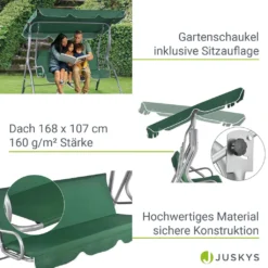 Juskys Hollywoodschaukel 3-Sitzer Mit Dach & Sitzauflage – Gartenschaukel 200 Kg Belastbar – Schaukelbank Für Garten & Terrasse - Grün 17 Juskys Hollywoodschaukel 3-Sitzer Mit Dach & Sitzauflage – Gartenschaukel 200 Kg Belastbar – Schaukelbank Für Garten & Terrasse - Grün -Angebote Moos Traum Store 5161b508ad18b71492c2ff07c84b129c