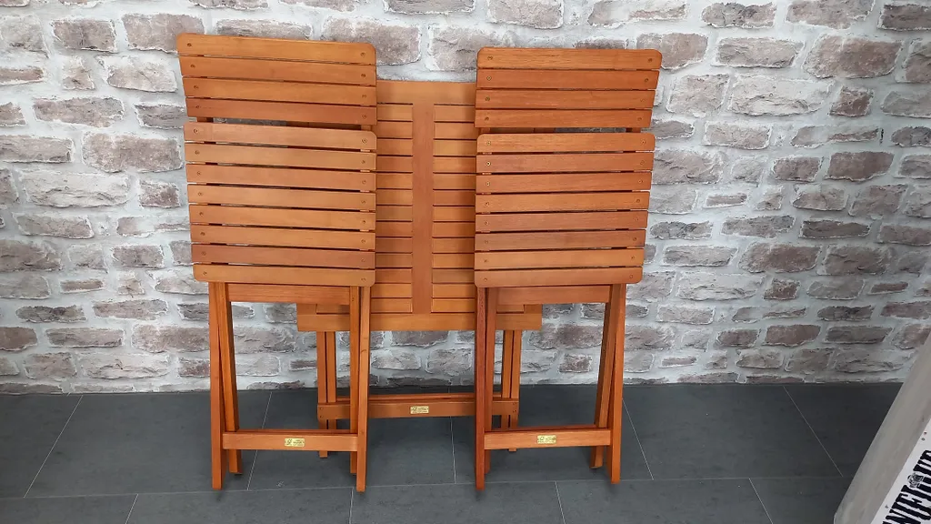 3 Tlg. Balkonset Eukalyptusholz, Klappbar 3 3 Tlg. Balkonset Eukalyptusholz, Klappbar – Bild 3