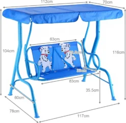 COSTWAY 2-Sitzer Kinder Hollywoodschaukel Mit Sonnendach Kinderschaukel Gartenschaukel Gartenliege Schaukelbank Gartenbank Blau -Angebote Moos Traum Store 5292414be09f5cca5cad376b1a1ad338