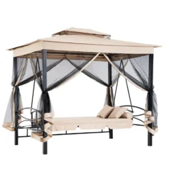 Outsunny Hollywoodschaukel Gartenschaukel Schaukel Mit Seitenwänden 3-Sitzer Beige 230 X 149 X 232cm -Angebote Moos Traum Store 52afb02865563d7ba2d057333299d7e9