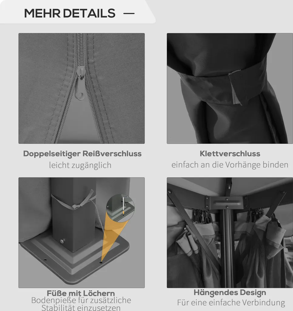 Outsunny Gartenpavillon Pavillon 3 X 3 M Gartenzelt Mit Doppeldach Festzelt Partyzelt Mit 4 X Seitenteile Moskitonetz Wetterfest Aluminium Polyester Dunkelgrau 4 Outsunny Gartenpavillon Pavillon 3 X 3 M Gartenzelt Mit Doppeldach Festzelt Partyzelt Mit 4 X Seitenteile Moskitonetz Wetterfest Aluminium Polyester Dunkelgrau – Bild 4