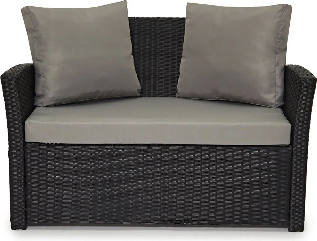 SVITA ROMA Polyrattan Lounge Rattan Garten Möbel Set Mit Sofa Und Sessel Gartenlounge Essgruppe Mit Tisch Schwarz 7 SVITA ROMA Polyrattan Lounge Rattan Garten Möbel Set Mit Sofa Und Sessel Gartenlounge Essgruppe Mit Tisch Schwarz – Bild 7