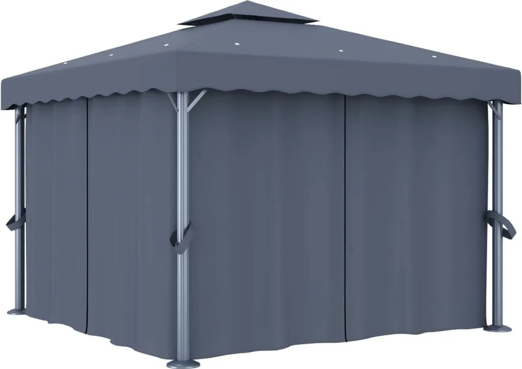 VidaXL Pavillon Mit Vorhang 3x3 M Anthrazit Aluminium 2 VidaXL Pavillon Mit Vorhang 3x3 M Anthrazit Aluminium – Bild 2