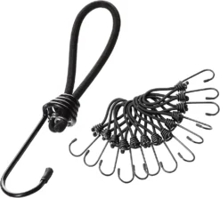PRETEX Spanngummi Mit Haken - Set Mit 25 Stück X 13cm Expander Mit Öse - Hochbelastbare Gummispanner Perfekt Als Planenspanner Für Camping Oder Zur Transportsicherung Für Anhänger, Schwarz