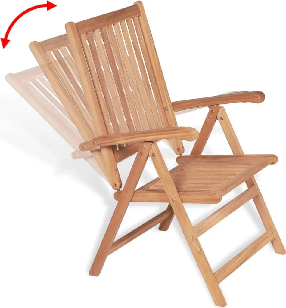 VidaXL Verstellbare Gartenstühle 2 Stk. Massivholz Teak 5 VidaXL Verstellbare Gartenstühle 2 Stk. Massivholz Teak – Bild 5