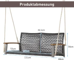 COSTWAY Schaukelbank 2-Sitzer, Hängebank PE-Rattan, Gartenschaukel Zum Aufhängen, Hollywoodschaukel Mit Akazienholz-Armlehnen, 360 Kg Belastbarkeit, Schaukel Für Terrasse & Garten & Balkon -Angebote Moos Traum Store 567f3649a13233888011cc3a222a1376