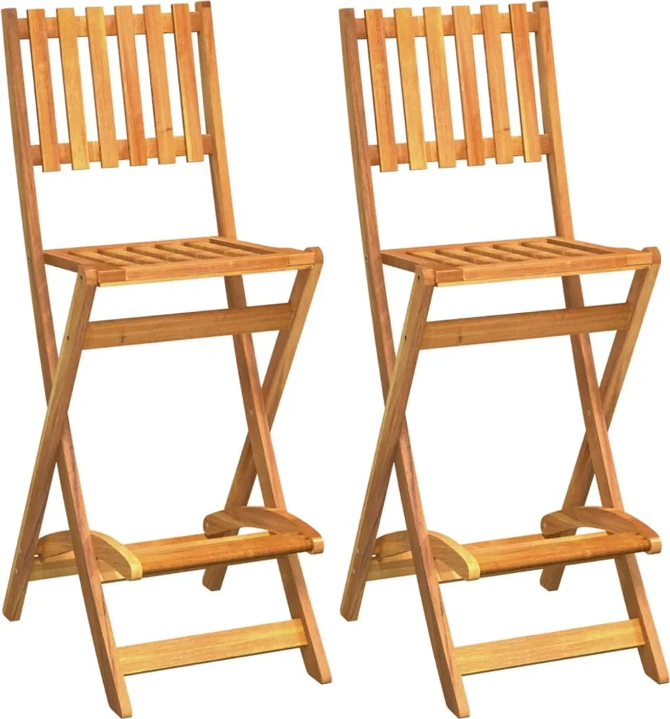 VidaXL Garten-Barhocker 2 Stk. Klappbar Massivholz Akazie 1 VidaXL Garten-Barhocker 2 Stk. Klappbar Massivholz Akazie
