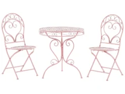 Bistroset Rosa Metall 2er Balkon Terrasse Garten Romantisch