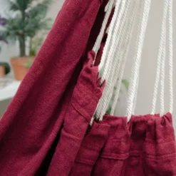 XXL Hängestuhl 2 Personen Hängematte | Max. 150 Kg Belastbar | Großer Hängesitz 185x130 Cm | 100% Baumwolle | Hängesessel Inkl. Swivel | Bordeaux Rot -Angebote Moos Traum Store 59a4873e7ae300de614f0f7b8be65e00