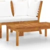 VidaXL 3-tlg. Garten-Lounge-Set Mit Creme Kissen Akazie Massivholz