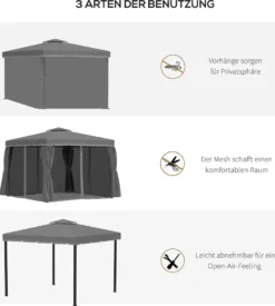 Outsunny Gartenpavillon Pavillon 3 X 3 M Gartenzelt Mit Doppeldach Festzelt Partyzelt Mit 4 X Seitenteile Moskitonetz Wetterfest Aluminium Polyester Dunkelgrau 12 Outsunny Gartenpavillon Pavillon 3 X 3 M Gartenzelt Mit Doppeldach Festzelt Partyzelt Mit 4 X Seitenteile Moskitonetz Wetterfest Aluminium Polyester Dunkelgrau -Angebote Moos Traum Store 5c67619ac792f1b1bbd5aa6b671fcf78