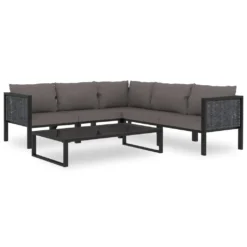 VidaXL 6-tlg. Garten-Lounge-Set Mit Auflagen Poly Rattan Anthrazit