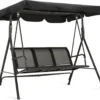 MCombo 3-Sitzer Hollywoodschaukel Gartenschaukel Gartenliege Schaukelbank 8007BK (Schwarz)