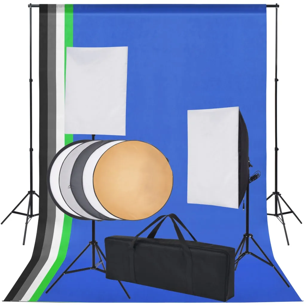 VidaXL Fotostudio-Set 5 Farbige Hintergründe & 2 Softboxen 2 VidaXL Fotostudio-Set 5 Farbige Hintergründe & 2 Softboxen – Bild 2