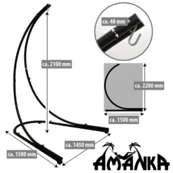 Hängestuhlgestell 210cm | Hängesessel-Stand Ständer Aus Stahl In Schwarz | Belastbarkeit Max. 150KG | Perfekt Für XXL Mehrpersonen-Hängestühle Hängesessel Hängesitz | Freistehendes Metallgestell | Innen- Und Außenbereich -Angebote Moos Traum Store 5ef00175536ce0929631b2c419b918ea