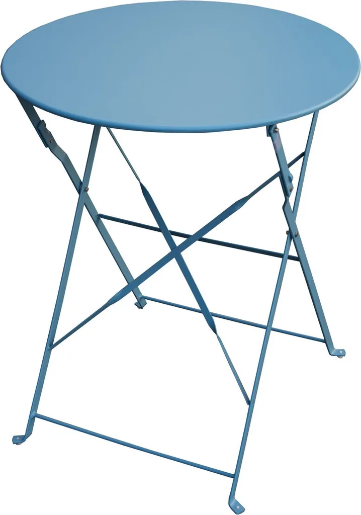 SVITA Bistro-Set 3-teilig Garten-Set Garnitur Metall-Möbel Stuhl Tisch Klapp-Möbel Balkon-Set Blau 3 SVITA Bistro-Set 3-teilig Garten-Set Garnitur Metall-Möbel Stuhl Tisch Klapp-Möbel Balkon-Set Blau – Bild 3