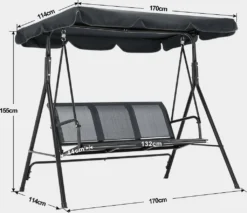 M MCombo 3-Sitzer Hollywoodschaukel Gartenschaukel Gartenliege Schaukelbank 8007 (Grau) -Angebote Moos Traum Store 5f7b1923f89786fb287b5343cef4a05b