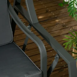 Outsunny Hollywoodschaukel, 2-Sitzer Gartenschaukel, Schaukelbank Mit Verstellbarem Sonnendach, Sitzkissen, Für Balkon, Dunkelgrau, Stahl, 148 X 129 X 172 Cm -Angebote Moos Traum Store 6181ba4aa4e5070c8b9ae78530f14365