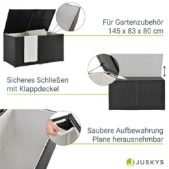 Juskys Polyrattan Auflagenbox Ikaria 950 L Inkl. Deckel Mit Hubautomatik & Innenplane – Garten Kissenbox Für Balkon & Terrasse – Gartenbox Schwarz 20 Juskys Polyrattan Auflagenbox Ikaria 950 L Inkl. Deckel Mit Hubautomatik & Innenplane – Garten Kissenbox Für Balkon & Terrasse – Gartenbox Schwarz -Angebote Moos Traum Store 643f4799658d7e28fbdd301ab238de1b