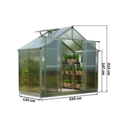 GFP Gewächshaus Topas 2 Aus Alu 225x133 Cm Ca. 8 Mm Doppelstegplatten Mit Fundamentrahmen, Automatischer Fensteröffner - Austria -Angebote Moos Traum Store 654e1fe69c88677eec67c63049345432