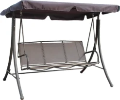 Garden Pleasure Hollywoodschaukel 3-Sitzer Silber/taupe Garten Schaukel Möbel