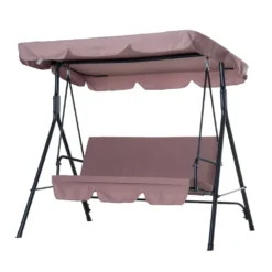 Outsunny Hollywoodschaukel Gartenschaukel Schaukelbank 3-Sitzer Mit Dach Stahl Braun 172x110x152cm -Angebote Moos Traum Store 664f7765ae9839e0c9d78ca200ce08ec