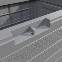 Deuba Auflagenbox 190 L Holz-Optik Wasserabweisend Deckel Abschließbar Garten Balkonbox Gartenbox Truhe , Farbe:Grau -Angebote Moos Traum Store 6709db6df44d3a5e293585d691db8cc2