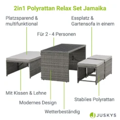 Juskys 2in1 Polyrattan Relax Gartenmöbel Set Jamaika - Tisch, Gartenlounge Sofa - Balkonmöbel Sitzgruppe Für Balkon, Garten - Outdoor Lounge Grau 22 Juskys 2in1 Polyrattan Relax Gartenmöbel Set Jamaika - Tisch, Gartenlounge Sofa - Balkonmöbel Sitzgruppe Für Balkon, Garten - Outdoor Lounge Grau -Angebote Moos Traum Store 6748c7e5fd17dcd7ab93e3d3baf150ef