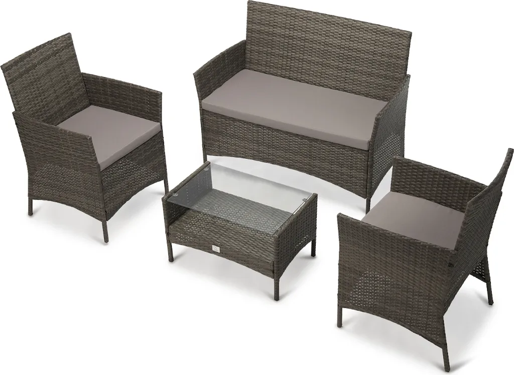 SVITA Brooklyn Polyrattan Sitzgruppe Lounge Gartenmöbel Set Grau Abdeckplane 3 SVITA Brooklyn Polyrattan Sitzgruppe Lounge Gartenmöbel Set Grau Abdeckplane – Bild 3