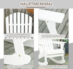Outsunny Adirondack Gartenstuhl Schaukelstuhl Schaukelsessel Gartensessel Gartenmöbel Balkonstuhl Weiß 77 X 94 X 97 Cm -Angebote Moos Traum Store 68b042f1cd95e57fd4bd81eb97f634e3