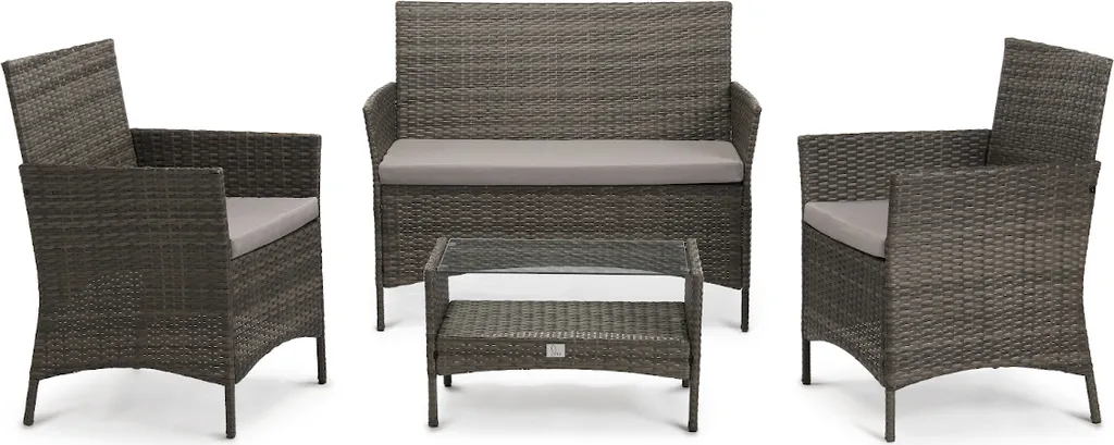 SVITA Brooklyn Polyrattan Sitzgruppe Lounge Gartenmöbel Set Grau Abdeckplane 2 SVITA Brooklyn Polyrattan Sitzgruppe Lounge Gartenmöbel Set Grau Abdeckplane – Bild 2