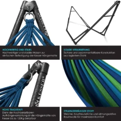 KESSER® Hängematte Vill Mit Gestell Metall Faltbar Verstellbar Stabiler Rahmen Indoor & Outdoor Mit Tragetasche + Beutel Hängesessel Hängemattengestell Camping Garten Pool Balkon Terrasse , Farbe:Blau 15 KESSER® Hängematte Vill Mit Gestell Metall Faltbar Verstellbar Stabiler Rahmen Indoor & Outdoor Mit Tragetasche + Beutel Hängesessel Hängemattengestell Camping Garten Pool Balkon Terrasse , Farbe:Blau -Angebote Moos Traum Store 6a75d00808a1077ef10373709c85bf35