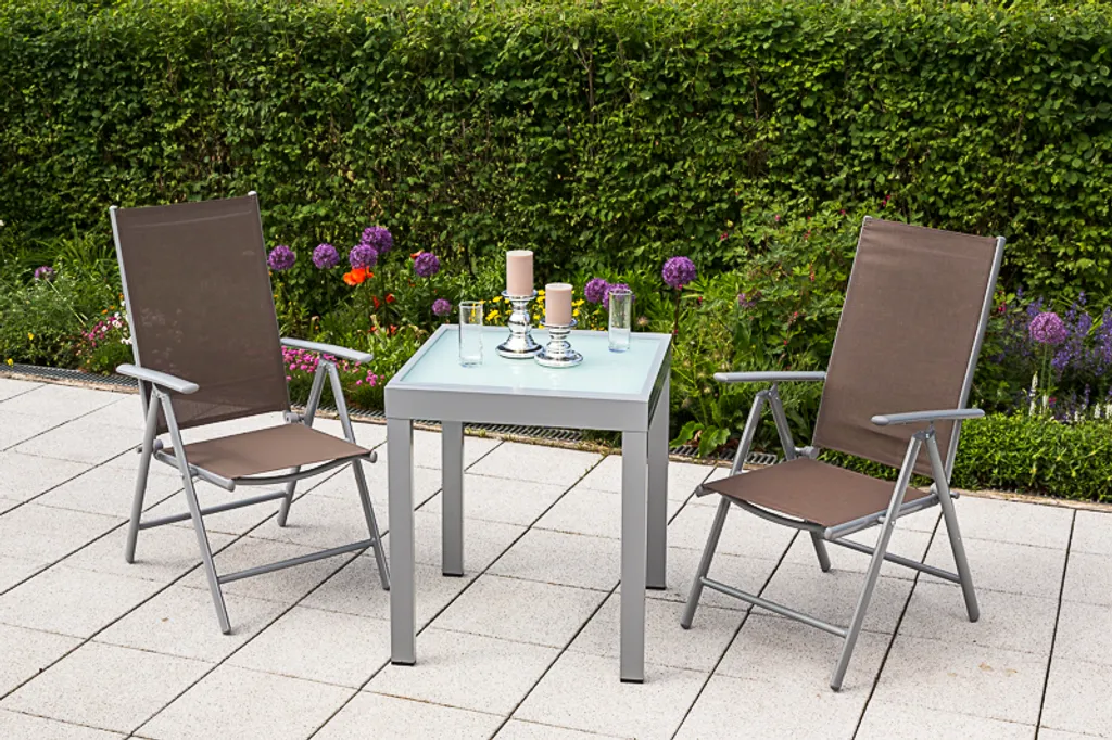 Merxx Gartenmöbelset Amalfi 3tlg. Aluminium, Textil Silber, Marineblau 8 Merxx Gartenmöbelset Amalfi 3tlg. Aluminium, Textil Silber, Marineblau – Bild 8