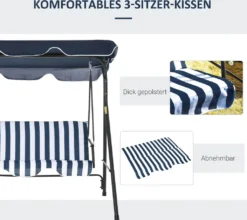 Outsunny Hollywoodschaukel Gartenschaukel Schaukelbank 3-Sitzer Mit Dach Stahl Blau 172 X 120 X 153cm -Angebote Moos Traum Store 6edca143c715b9055989d407100a1326