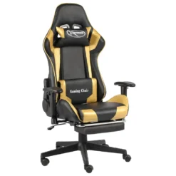 VidaXL Gaming-Stuhl Mit Fußstütze Drehbar Golden PVC