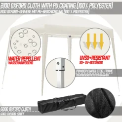 Jago® Pavillon - 3x3m, Wasserdicht, UV-Schutz, Klappbar, Höhenverstellbar, Mit Tasche, Garten, Anthrazit/Beige/Braun - Gartenpavillon, Gartenzelt (Beige) -Angebote Moos Traum Store 70bedd8ddbf2fd89cee28b3776a4dc89