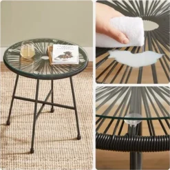 SONGMICS Balkonmöbel, 3er Set, Tischoberfläche Aus Glas, 2 Stühle, GGF013B02 -Angebote Moos Traum Store 71cc63da4ef68728cdd72e0b35aa8e81