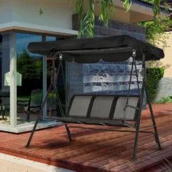 MCombo 3-Sitzer Hollywoodschaukel Gartenschaukel Gartenliege Schaukelbank 8007BK (Schwarz) -Angebote Moos Traum Store 72ed512ab261c8dd65873cc74dbfaf43